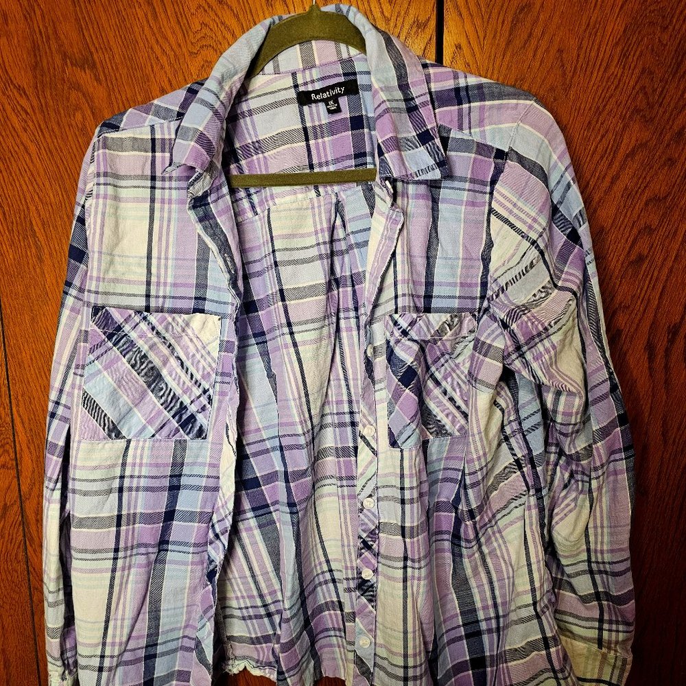 Pastel plaid button up